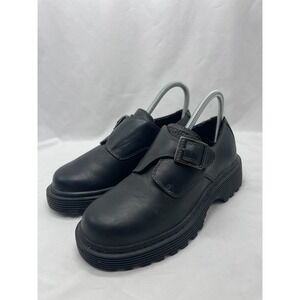 VTG Skechers Y2K Chunky Black Leather Monk Strap Shoes Grunge Goth Womens Size 8